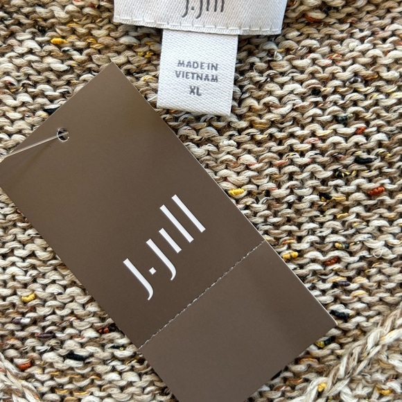 J. JILL V neck cotton/polyester blend oatmeal color sweater XL NWT - Picture 6 of 11